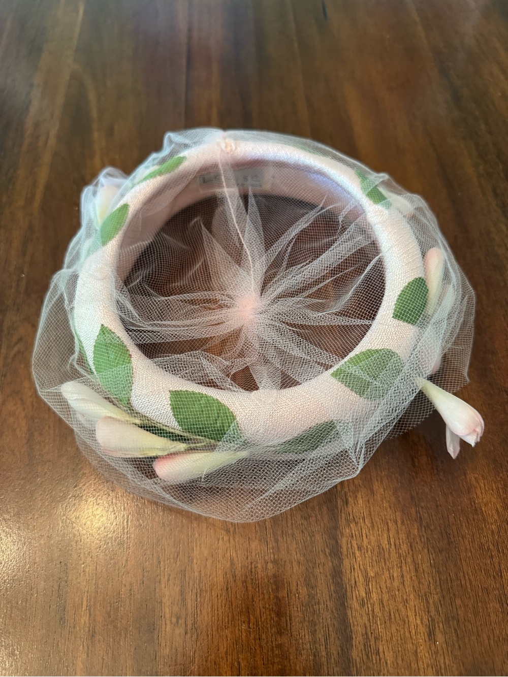 Vintage Louise Paris New York Pink Lily Halo Hat Birdcage Veil